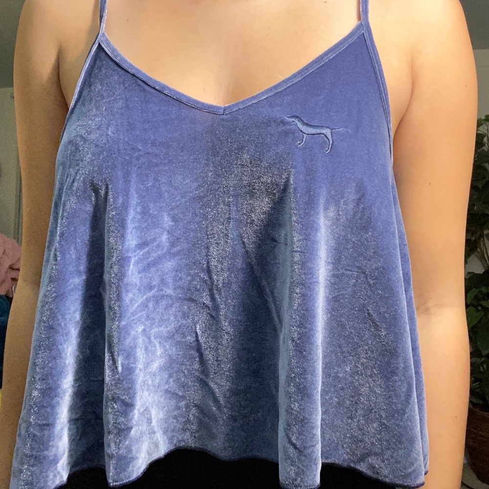 PINK velour blue tank